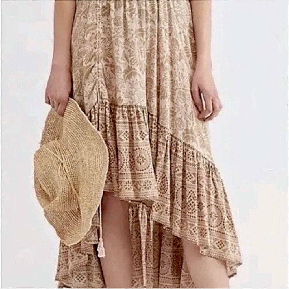Spell Beige Patterned Maxi Skirt